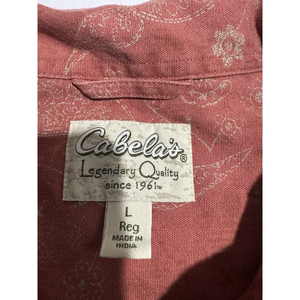 Cabela's Pink 100% Cotton, Floral AOP, Button Up Jacket,‎ Women's Large #1041